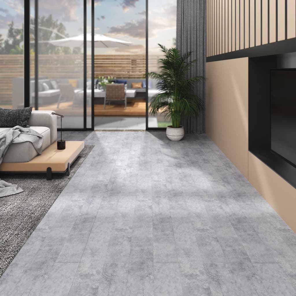 Vidaxl lamas para suelo no autoadhesivos pvc gris cemento 5,26 m² 2 mm