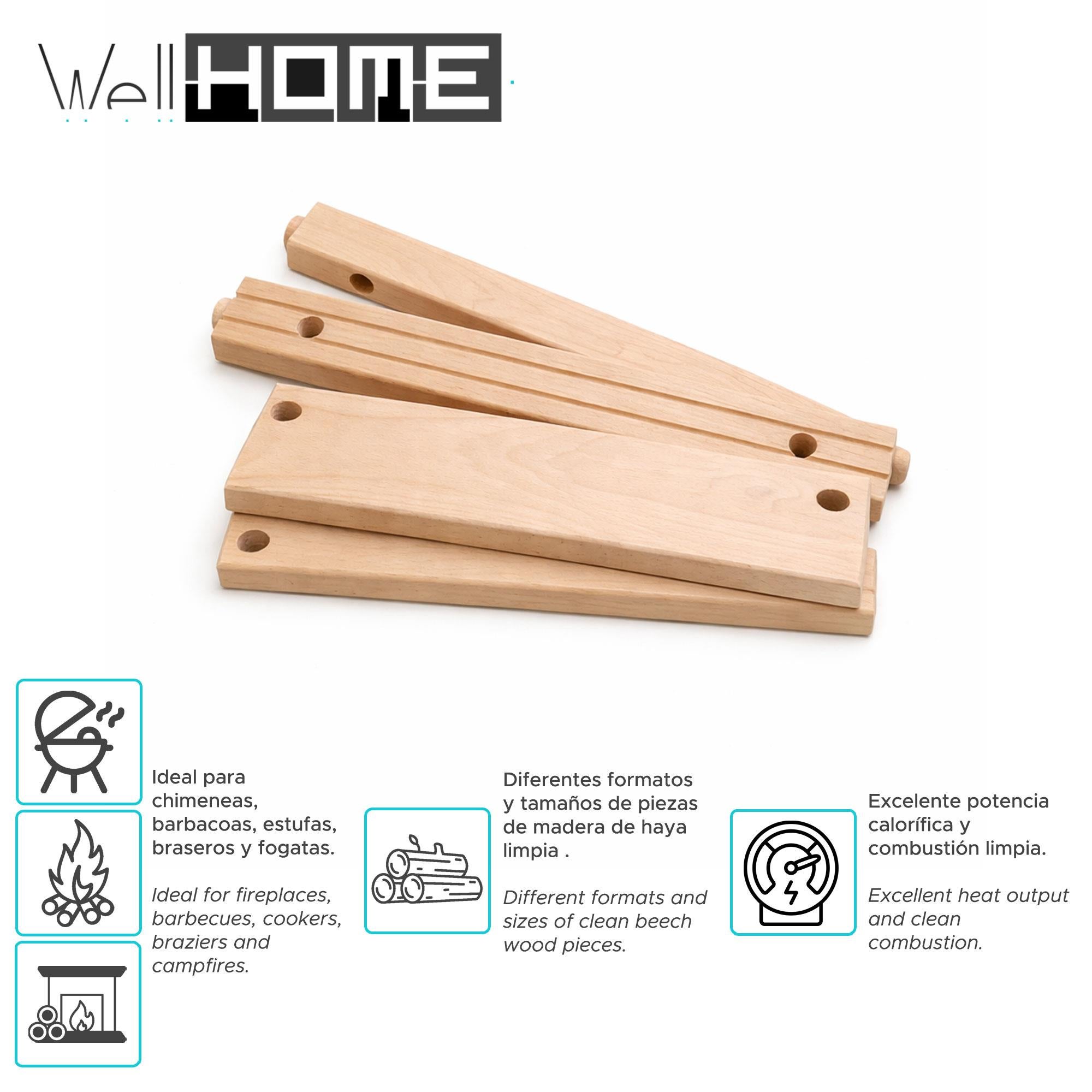Caja de leña 15kg troncos de Madera de Haya seca en Piezas Mecanizadas y Lijadas Sin Tratamientos - 2