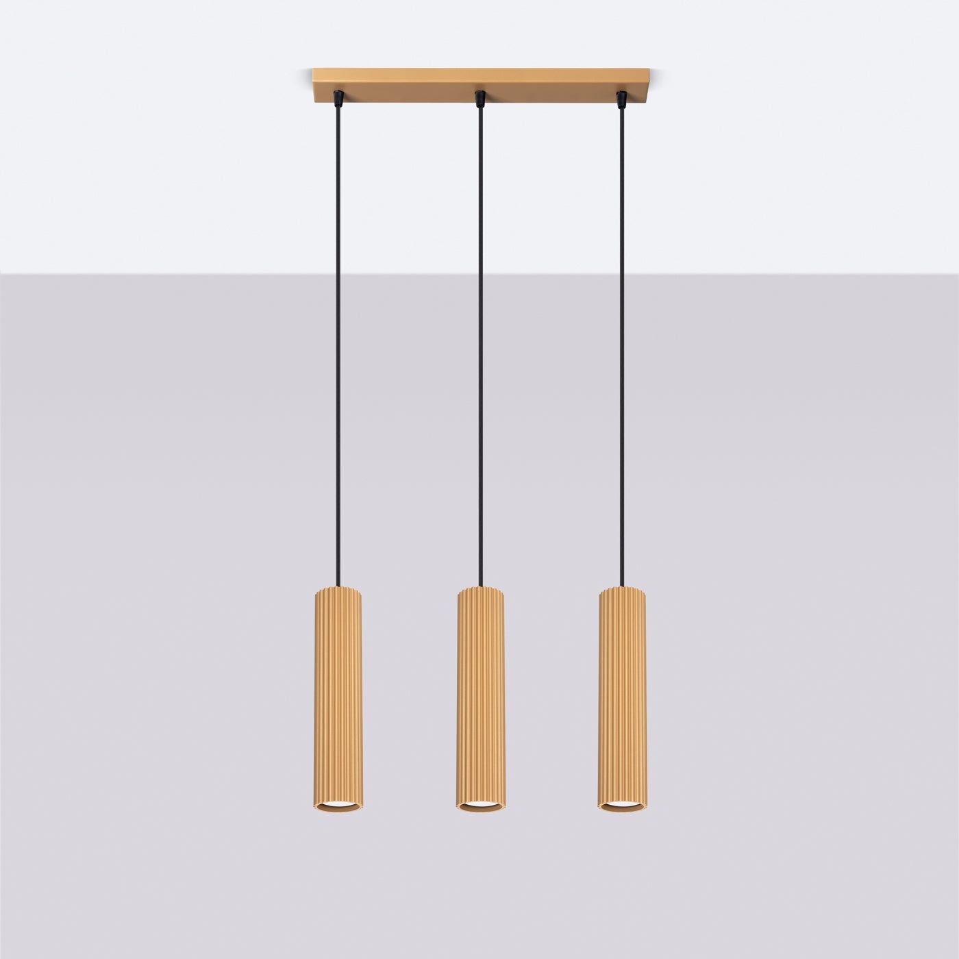 Lampa wisząca GLOOW 3L złoty LED 4000K - 45x6.5x98cm Sollux