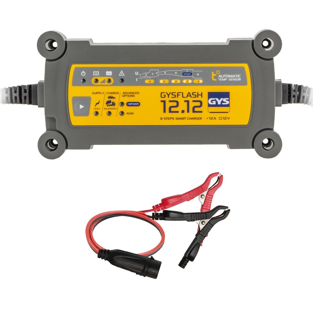 GYS Caricabatterie Intelligente GYSFLASH 6.24 - 6/12/24V, 6A, Impermeabile IP65, Per Moto E Auto