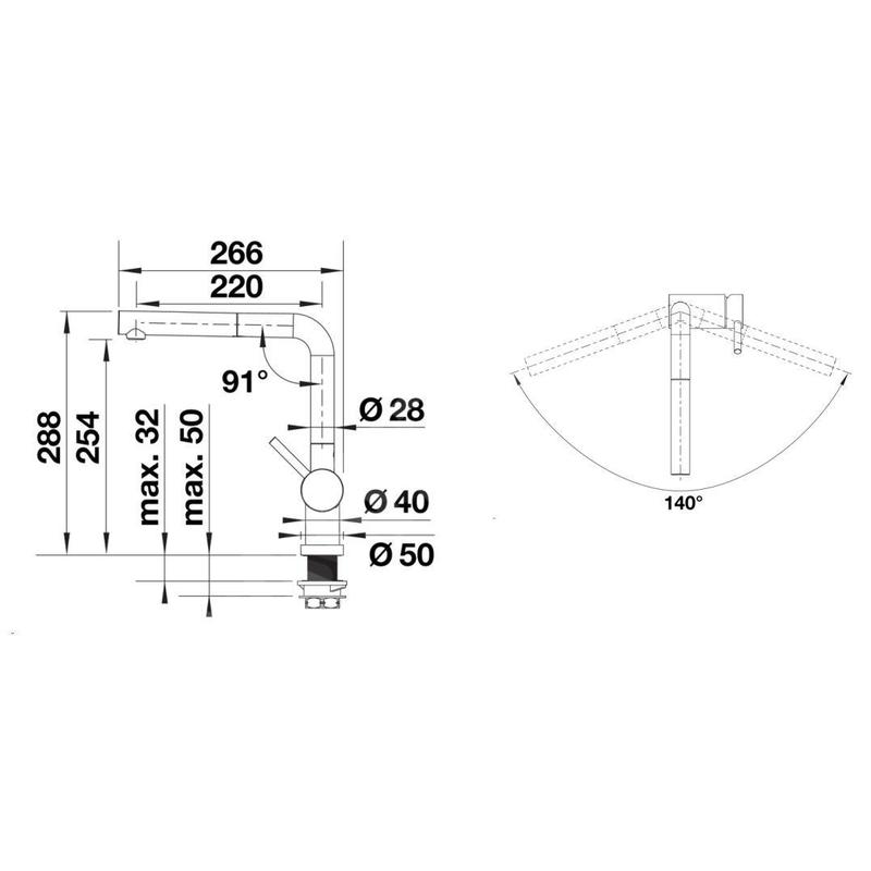 Blanco Linus S-F - Mitigeur d’évier avec bec extractible, rabattable sous la fenêtre, noir mat 527523 - 2