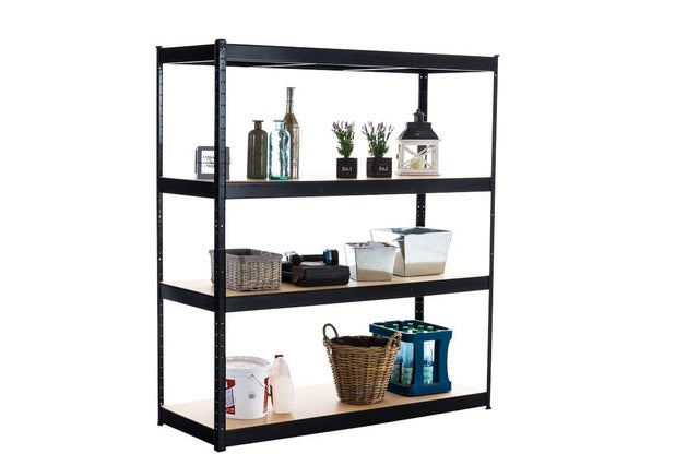 Scaffale zincato per carichi metallici pesanti 4 livelli nero 160x60x180cm ETA10076