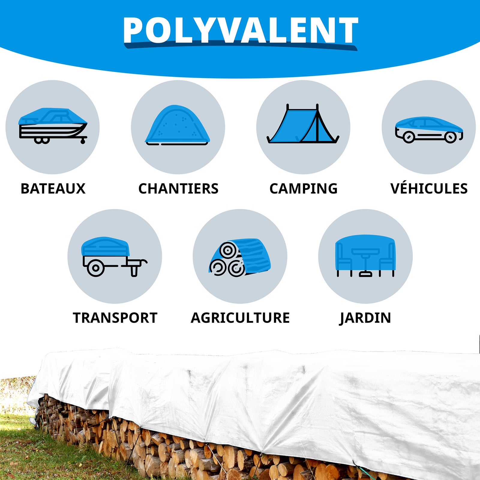 Bâche de protection imperméable 140 g/m² Blanc 2 x 3 m - 4