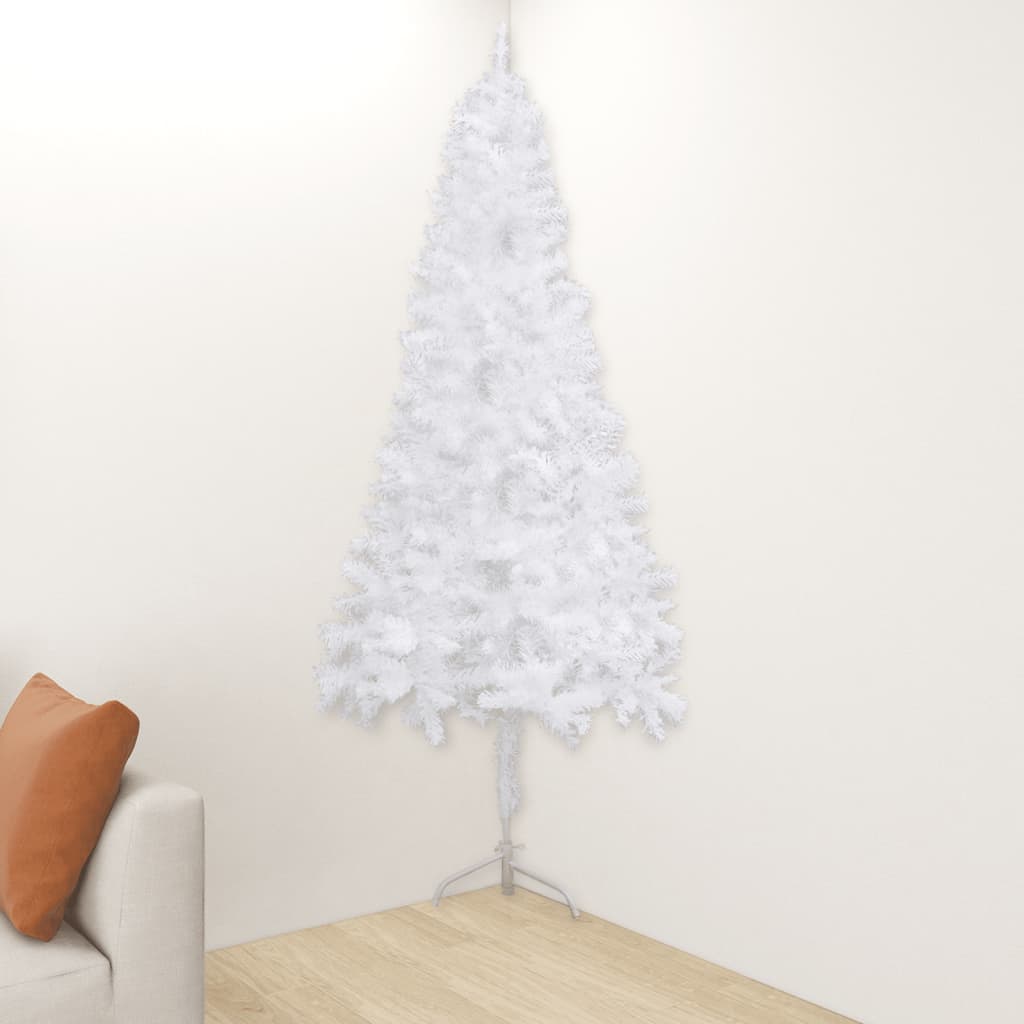 Sztuczna choinka narożna, biała, 240 cm, PVC vidaXL