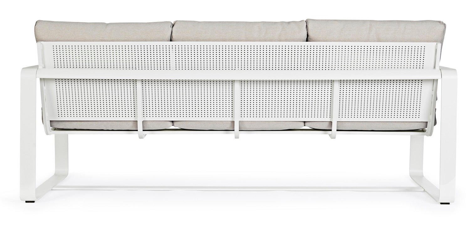 Sofá Lounge Exterior Aluminio 3 Plazas 2 Sillones Con Mesa Cafetera Merrigan Blanco Bizzotto - 6