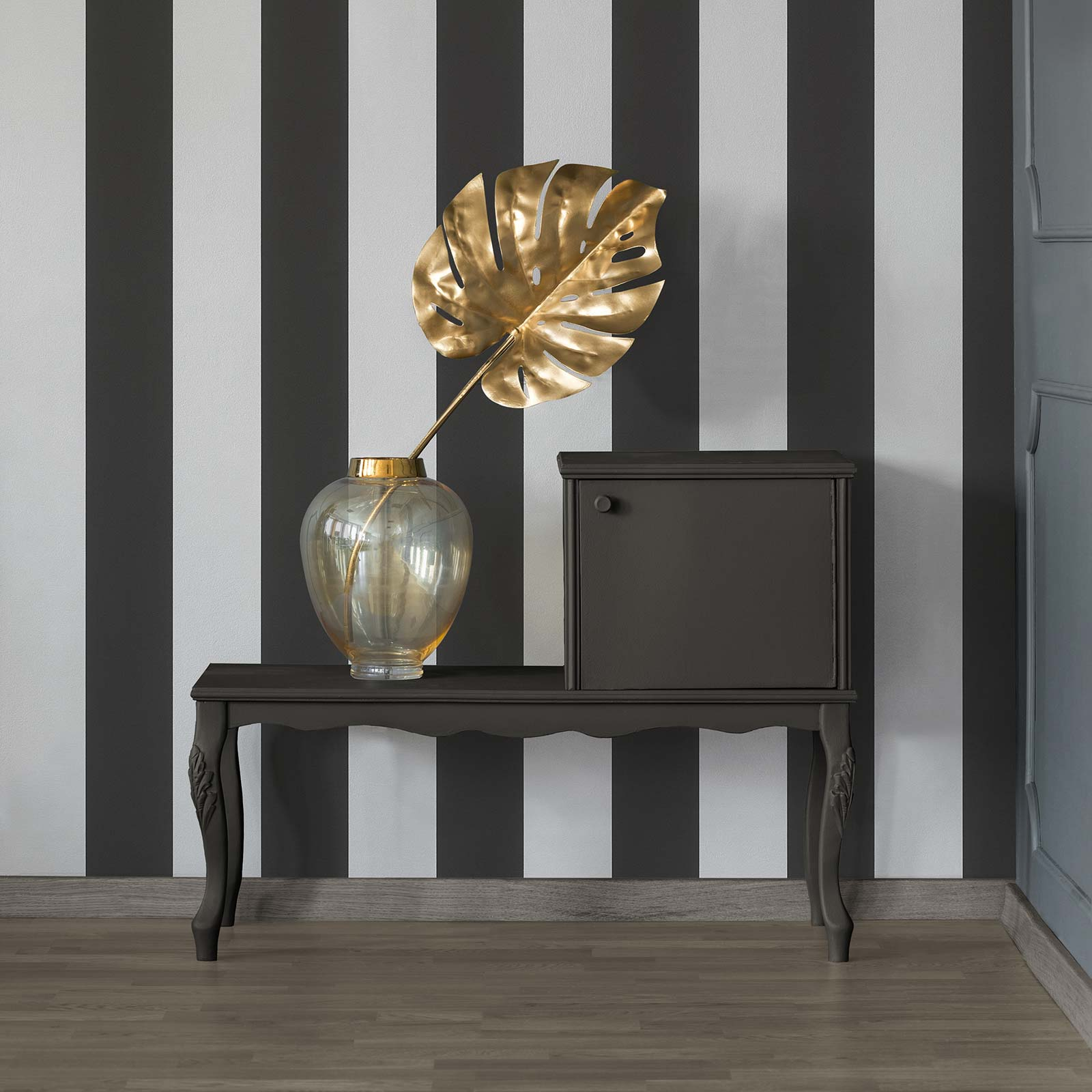 Papel pintado a rayas blancas y negras retro papel pintado rayas verticales anchas papel pintado vinílico estilo clásico, 10,05 x 0,53 m