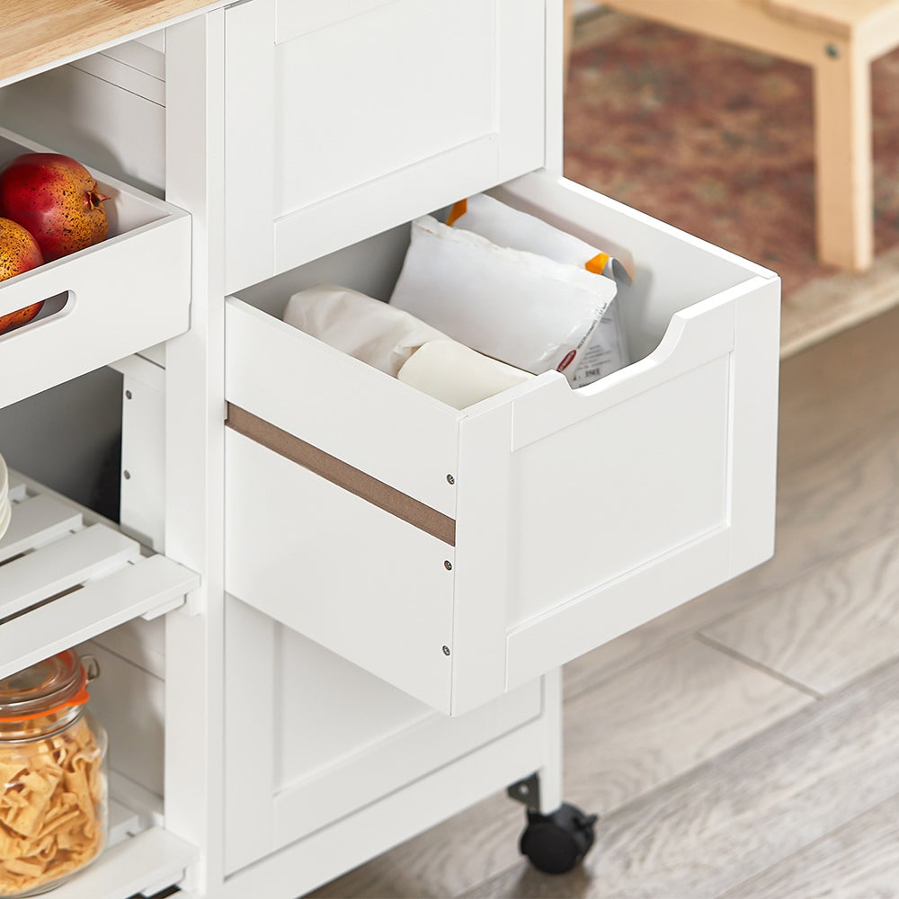 SoBuy Desserte Cuisine à roulettes Chariot de Service, 3 Tiroirs, Blanc, FKW79-W - 7