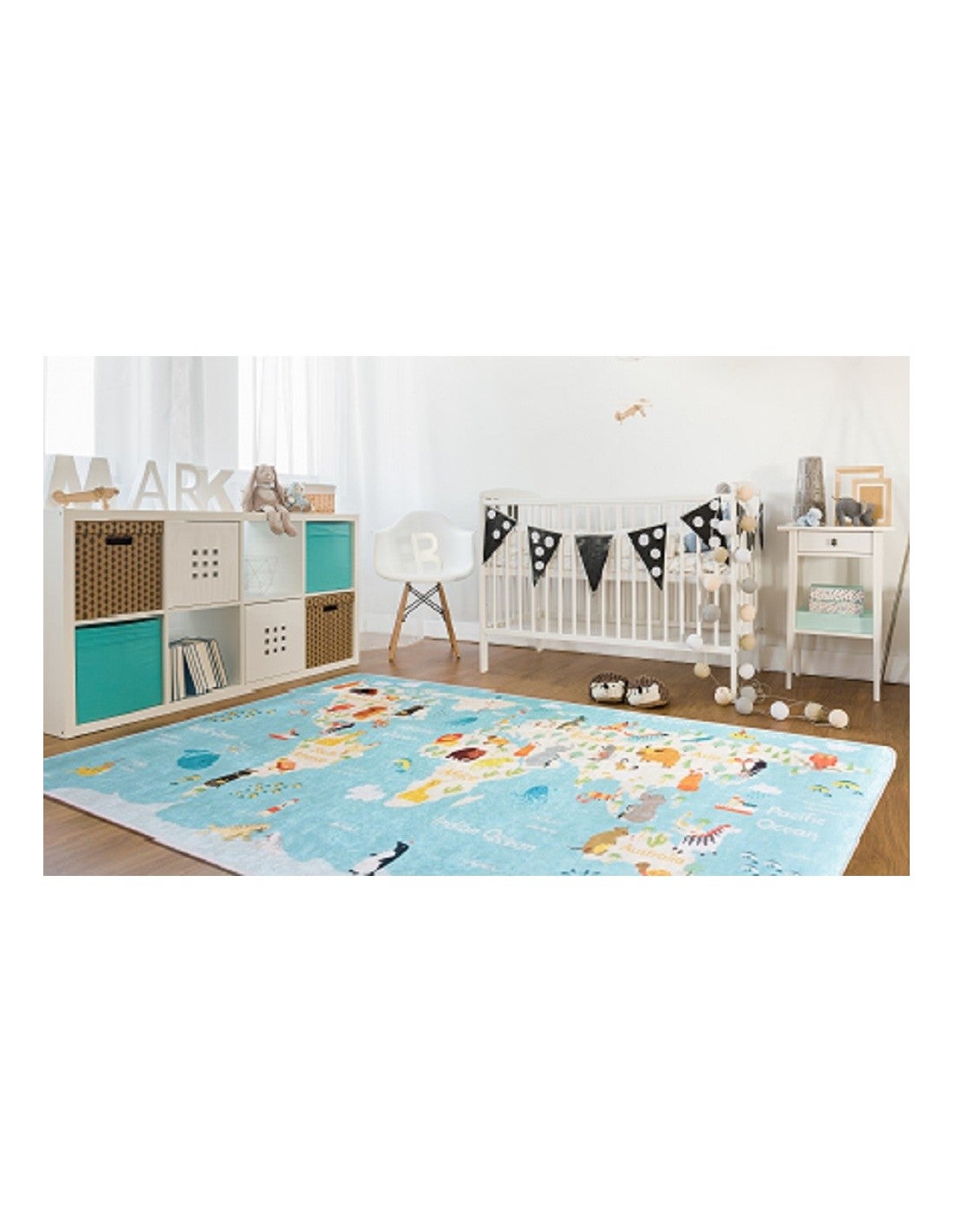 Tapis Enfant Monde Bleu - 80x150cm - 2