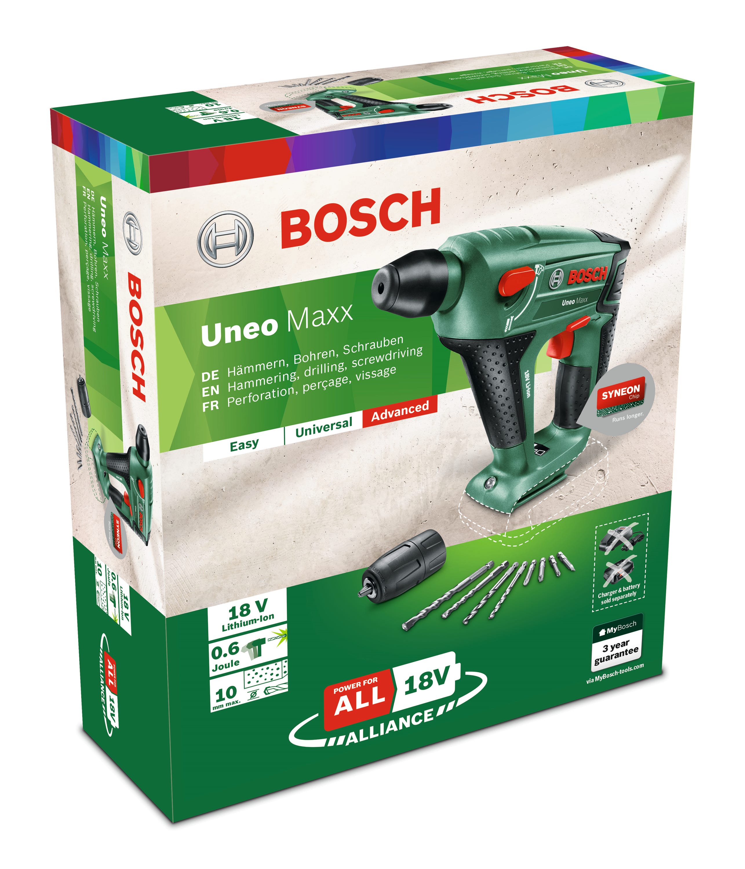 Perforateur BOSCH UNEO MAXX + mandrin, 18 V sans batterie - 6