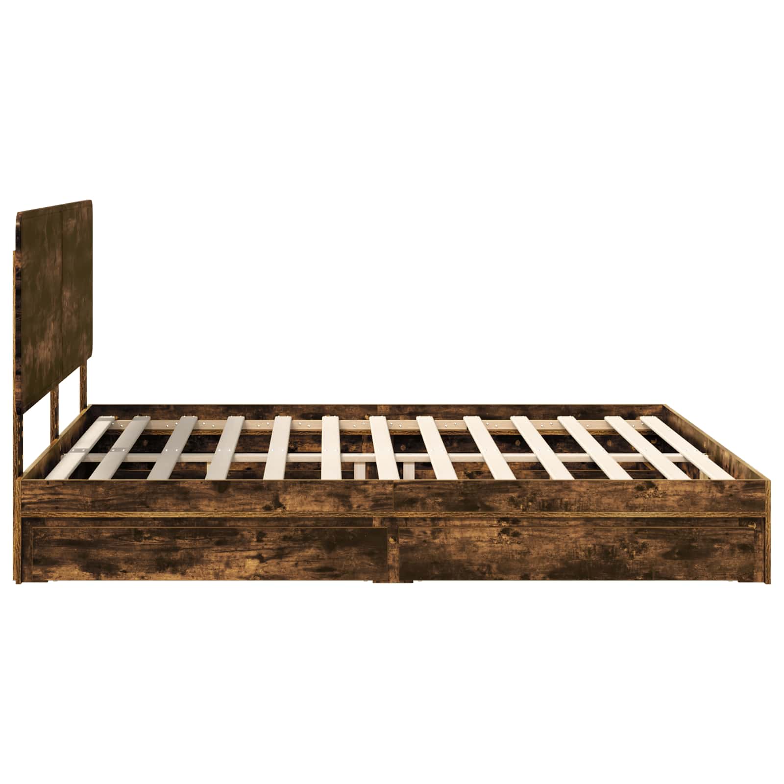 Lit avec rangement, panneau de bois, chêne fumé, pour la chambre, 180 × 200 cm - 9