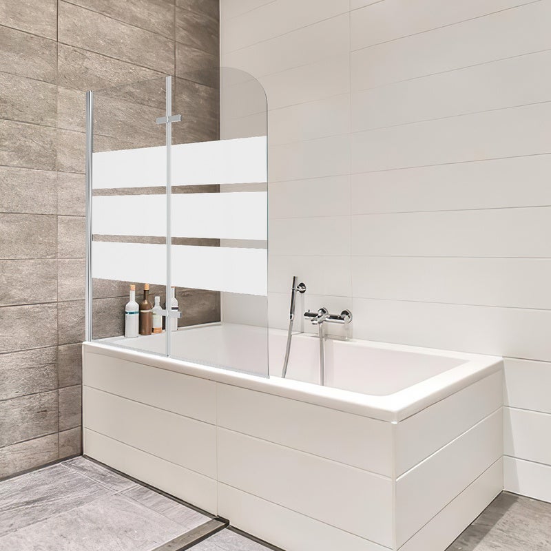 Pare-baignoire facile à nettoyer pivotant Paroi de douche sanitaire 6mm Nano Repliable glass 2 parties 100x140cm blanc - 9