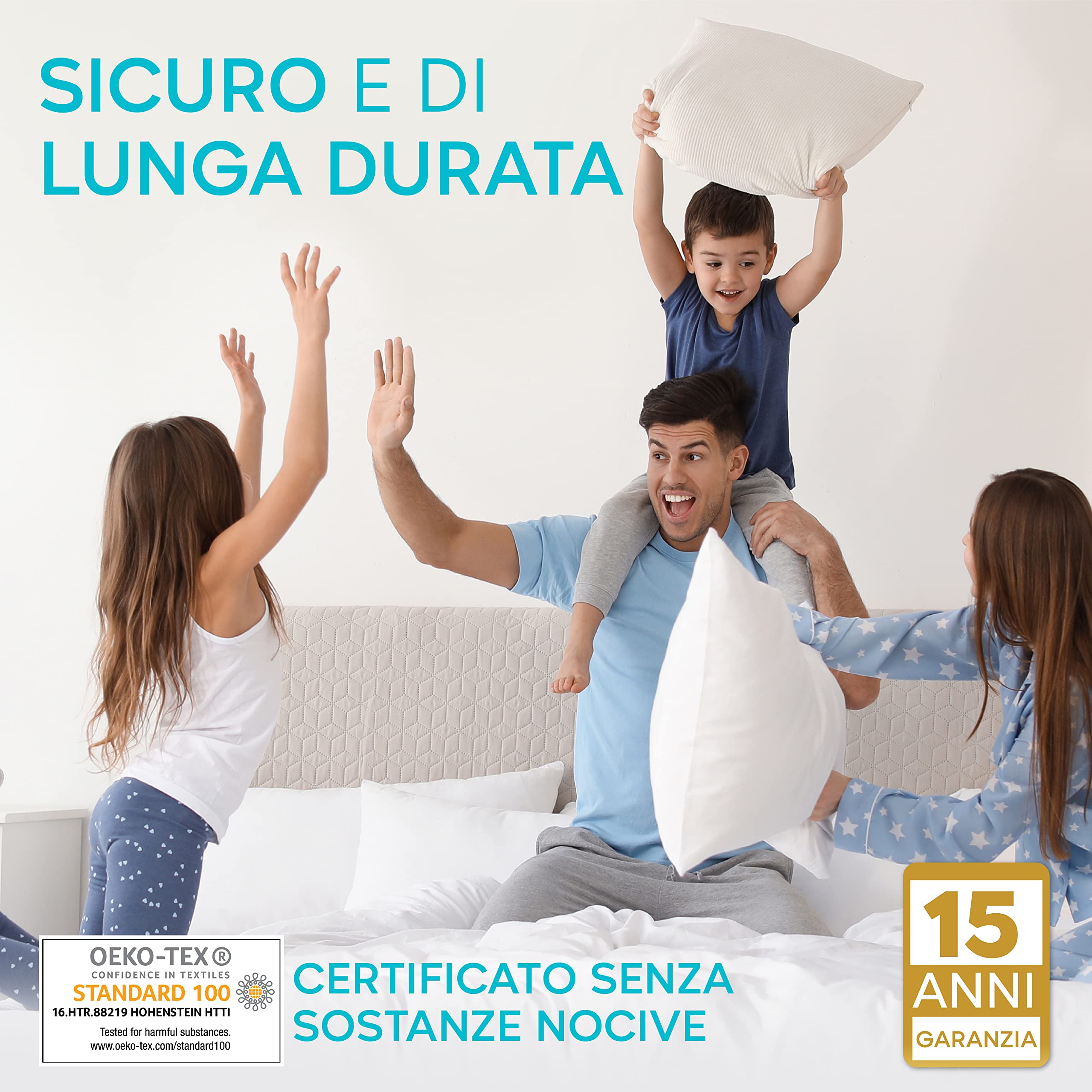 Coprimaterasso 140 x 190 cm Impermeabile Twinzen Certificato Oeko TEX - Proteggi Materasso 140x190 cm in Cotone Traspirante con 4 Angoli Elasticizzati - 3