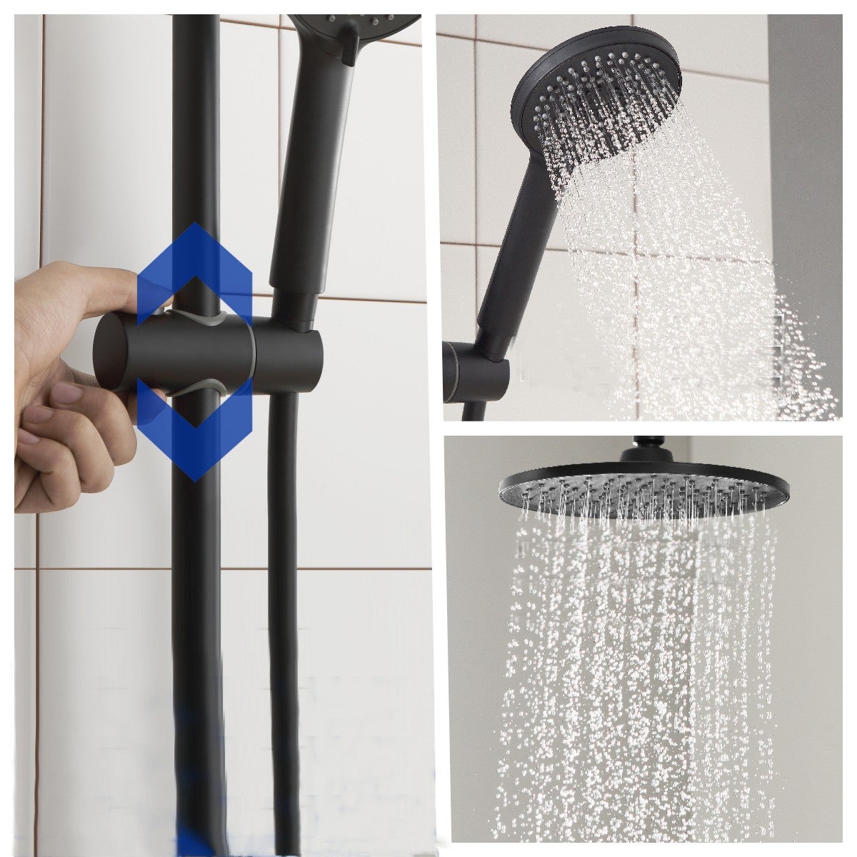 Cecipa max Noir Colonne de Douche Thermostatique Ensemble de Douche Ronde avec Mitigeur Système de Douche Hauteur Réglable,EU Modèle - 2