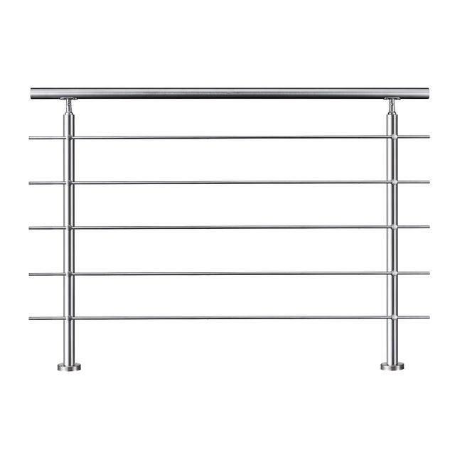 Garde-corps avec main courante, 150cm, en acier inoxydable 304, garde-corps avec 5 traverses, pour intérieur et extérieur