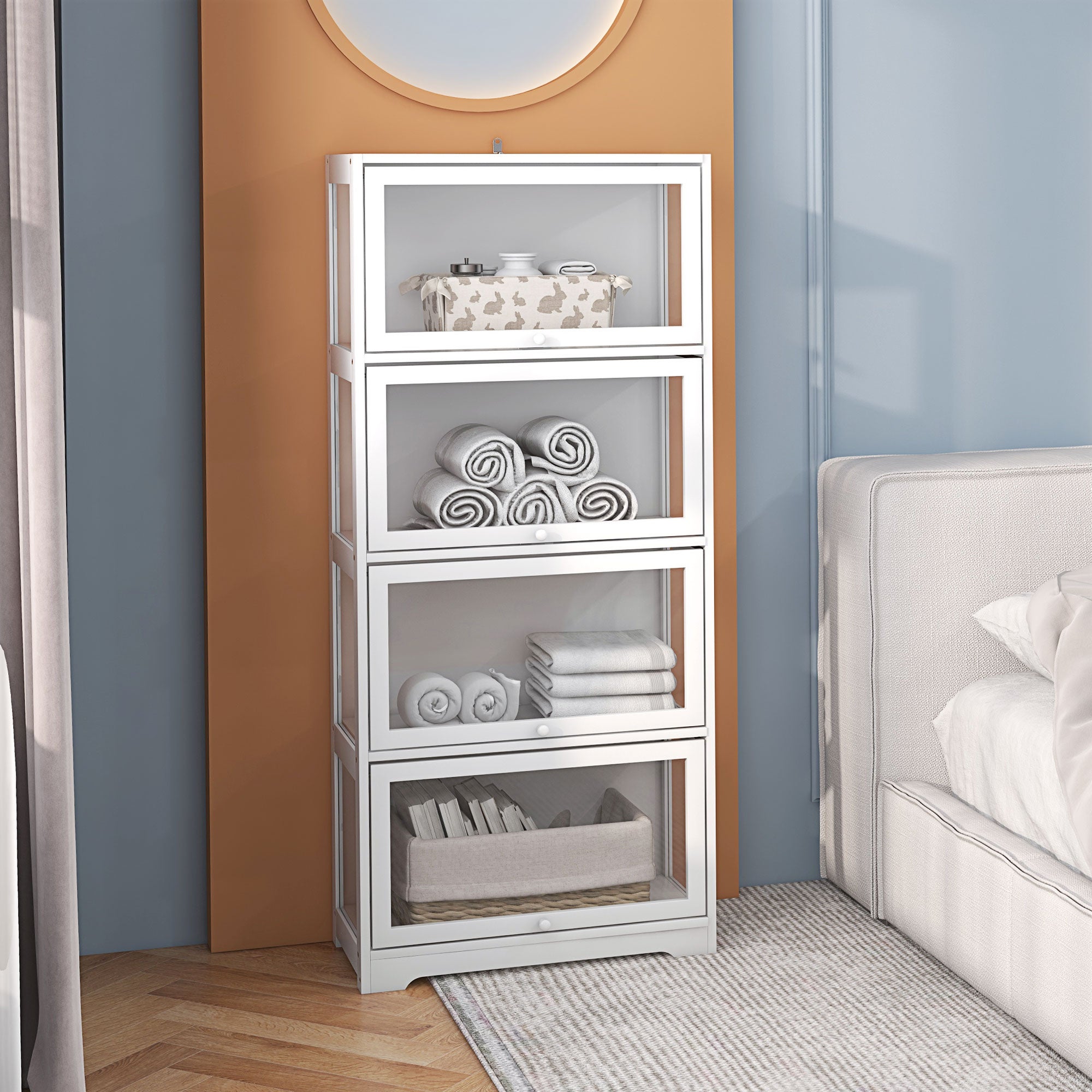 Vitrina Coleccionista HOMCOM MDF, Acrílico Blanco 59x30x139 cm - 2