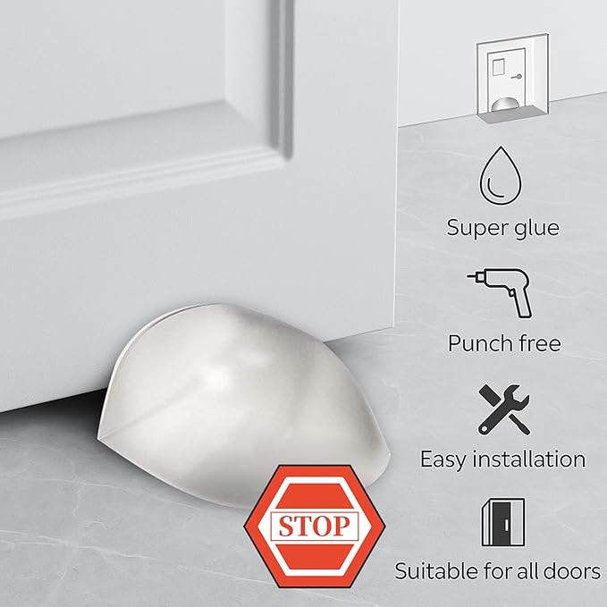 Arrêts de Portes,[Lot de 4]Arrêts et Butées de Porte Transparentes Stop-Porte Adhésif au Sol et Parquet, Butoirs de Porte Protection de Portes et Murs - 2