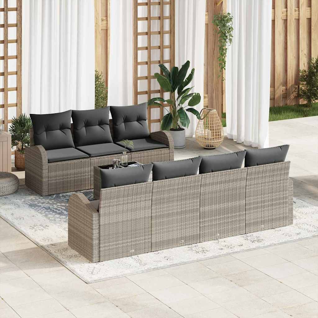 Zestaw Sof na Ogród Jasnoszary 55 x 55 x 37 cm polirattan vidaXL