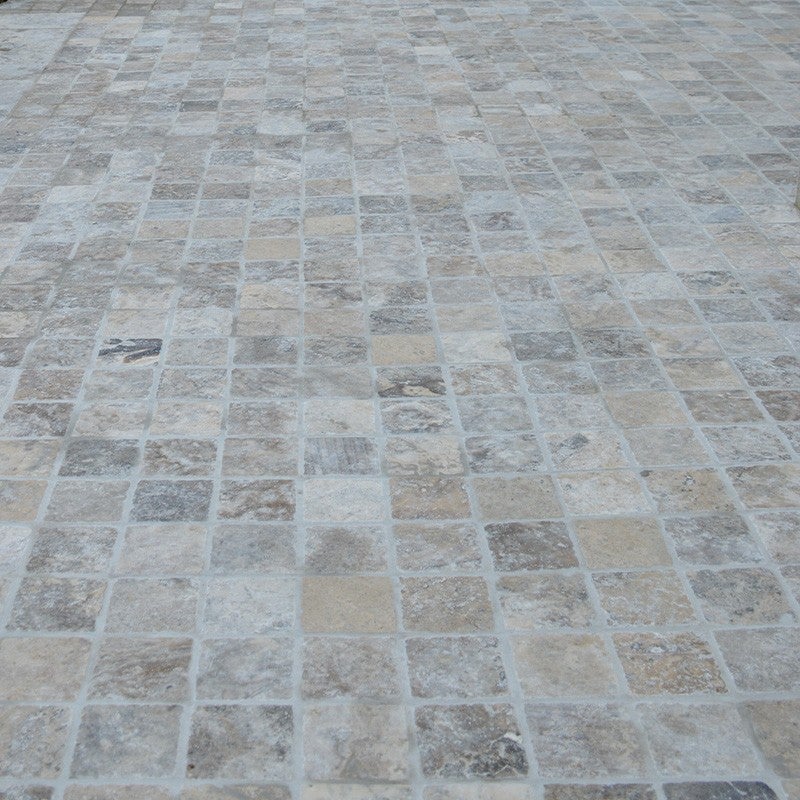 Pavé Travertin Gris Silver 1er choix Vieilli 15x15x3 cm - Boîte de 1m² - 2