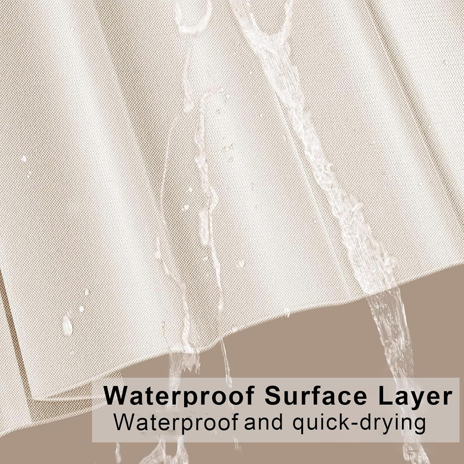 Tenda da doccia magnetica pieghevole, impermeabile e antimuffa, magnetica, in lino spesso, senza fodera, beige, 120 x 200 cm. - 3