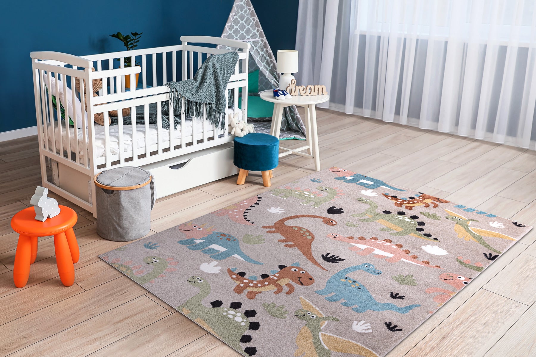 Dywan FUN Dino dla dzieci, dinozaury beż 280x370 cm - 4