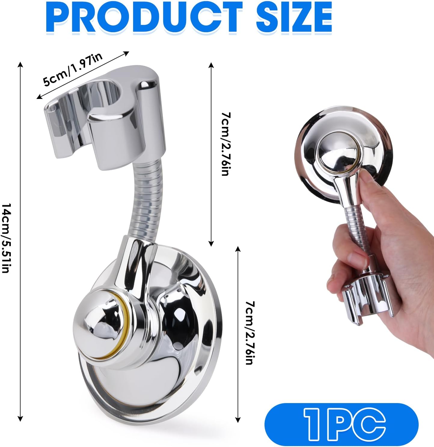 Support De Pommeau De Douche Rotatif 360° Avec Ventouse – Fixation Solide Sans Perçage – Acier Inoxydable Antirouille – Réglable Et Amovible Pour Salle De Bain