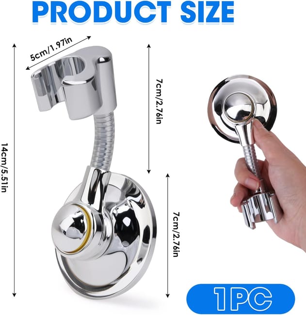 Support De Pommeau De Douche Rotatif 360° Avec Ventouse – Fixation Solide Sans Perçage – Acier Inoxydable Antirouille – Réglable Et Amovible Pour Salle De Bain