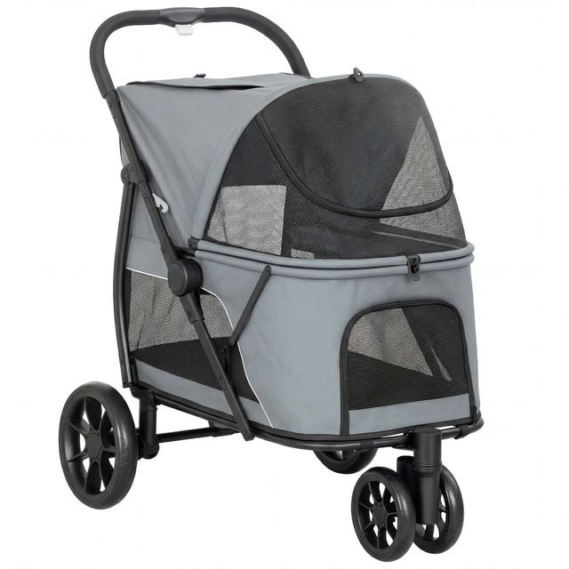 Carrinho para Cães PawHut em Tecido Oxford e Metal Cinzento 92x63x95 cm