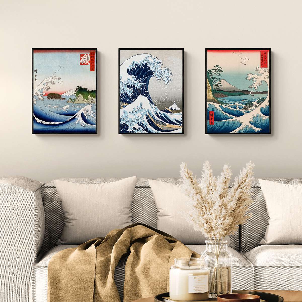 Lote de 3 láminas japonesas (póster sobre papel, 40x30 cm, sin marco ...