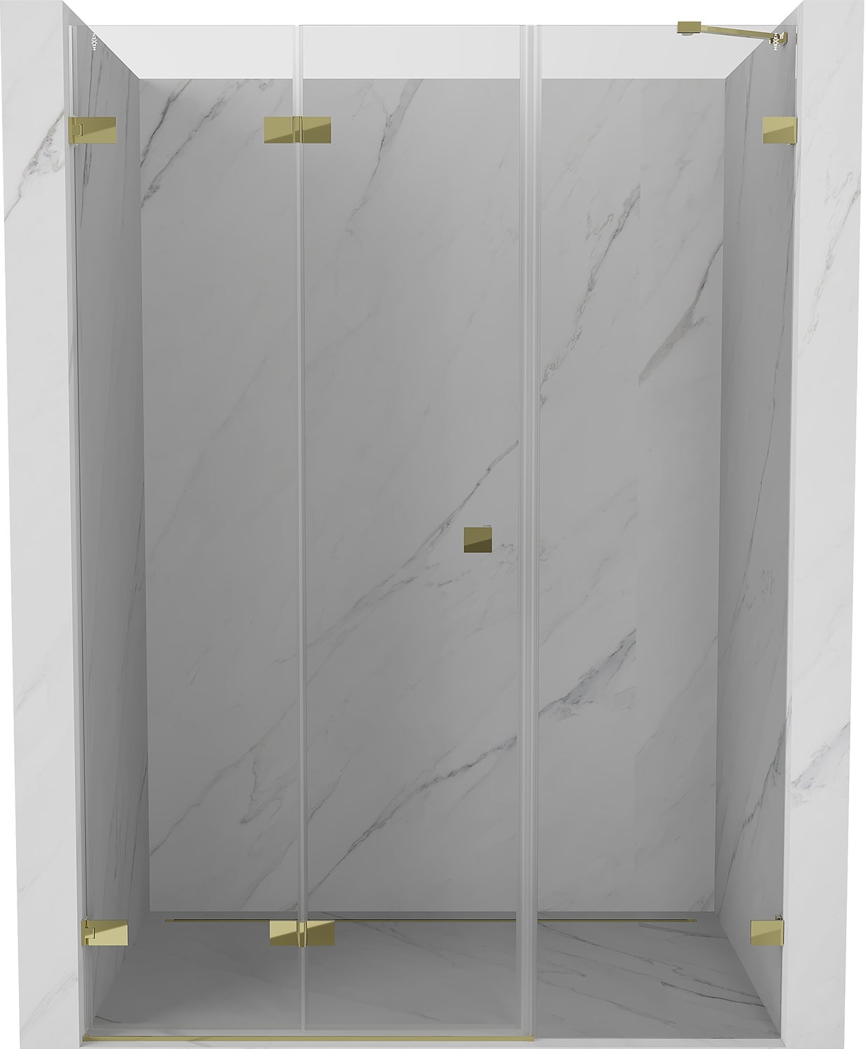 Mexen Lunar-F drzwi prysznicowe składane lewe 125 cm, transparent, złote - 836S-125-050-50-00-L