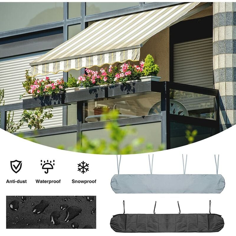 4 m Sac de Protection pour Store Banne,Housse de Protection Anti-poussière pour auvent de terrasse Noir Housse de Rangement pour cour et jardin - 3