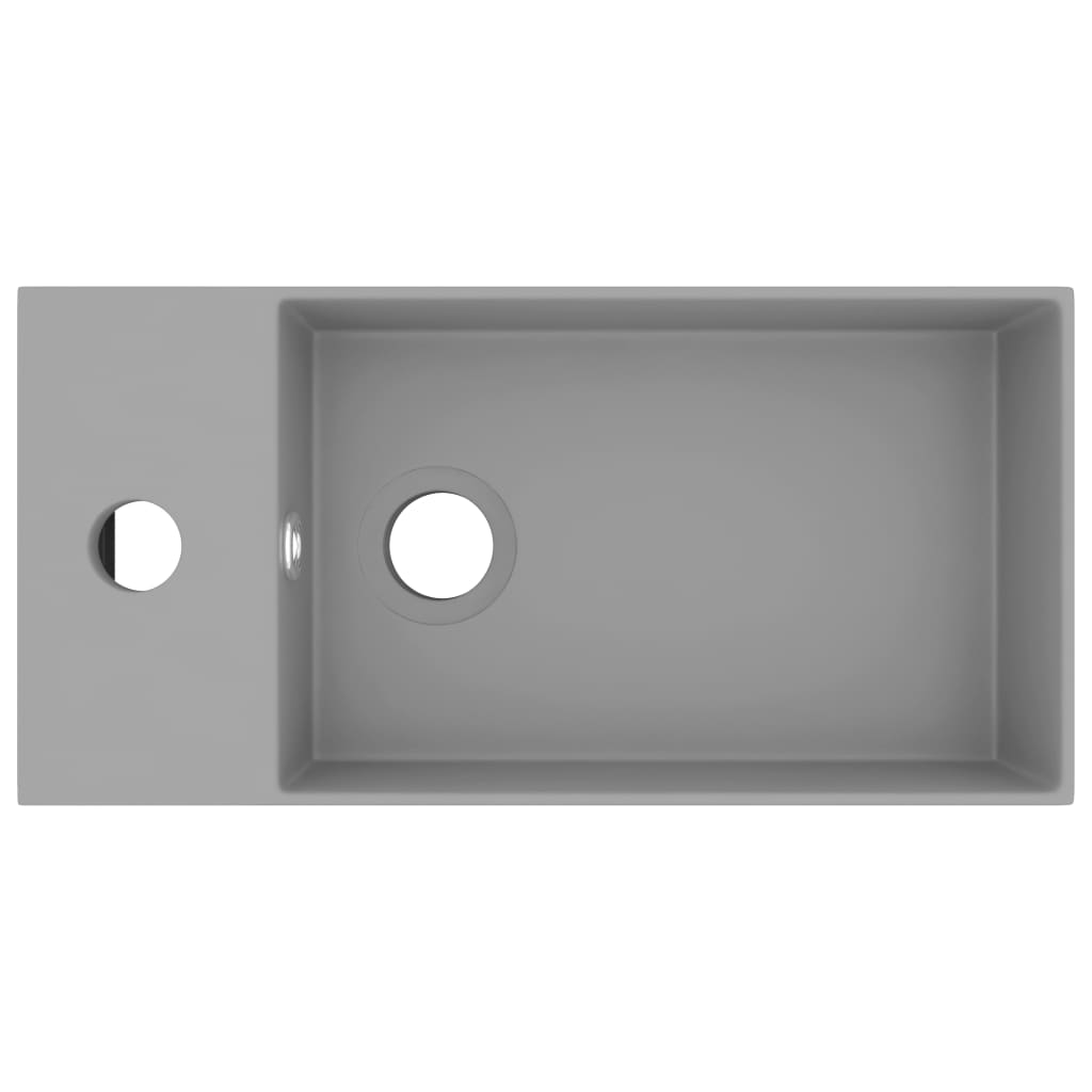 Lavabo bagno con troppopieno in ceramica 48 x 25 cm grigio chiaro 02_0002735 - 2