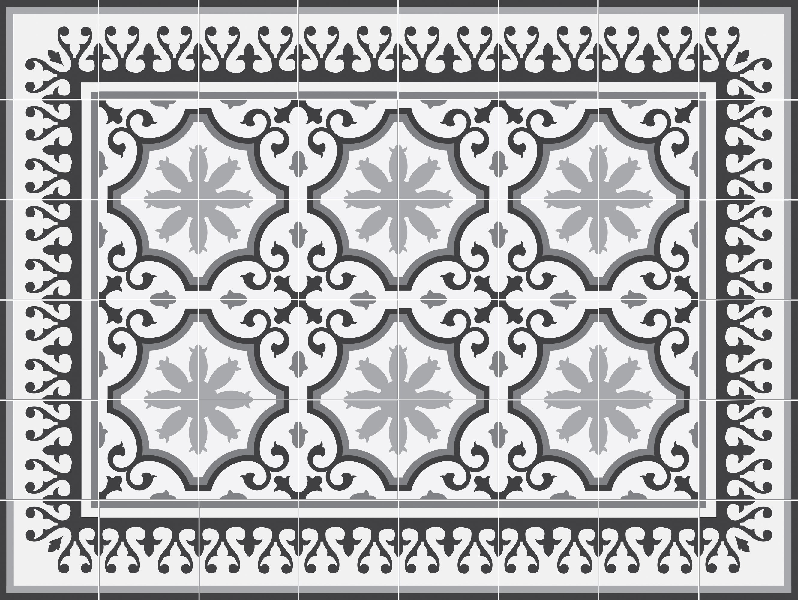 Dywan winylowy Parisian 100x133 cm - antypoślizgowy PVC, winylowy do kuchni lub salonu, zmywalny, styl hydrauliczny, szary