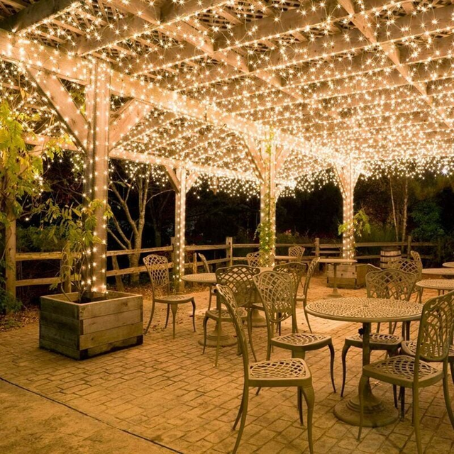 Stringa di luci a 1000 LED 100M Luci da giardino per interni ed esterni per matrimoni di carnevale (bianco caldo)