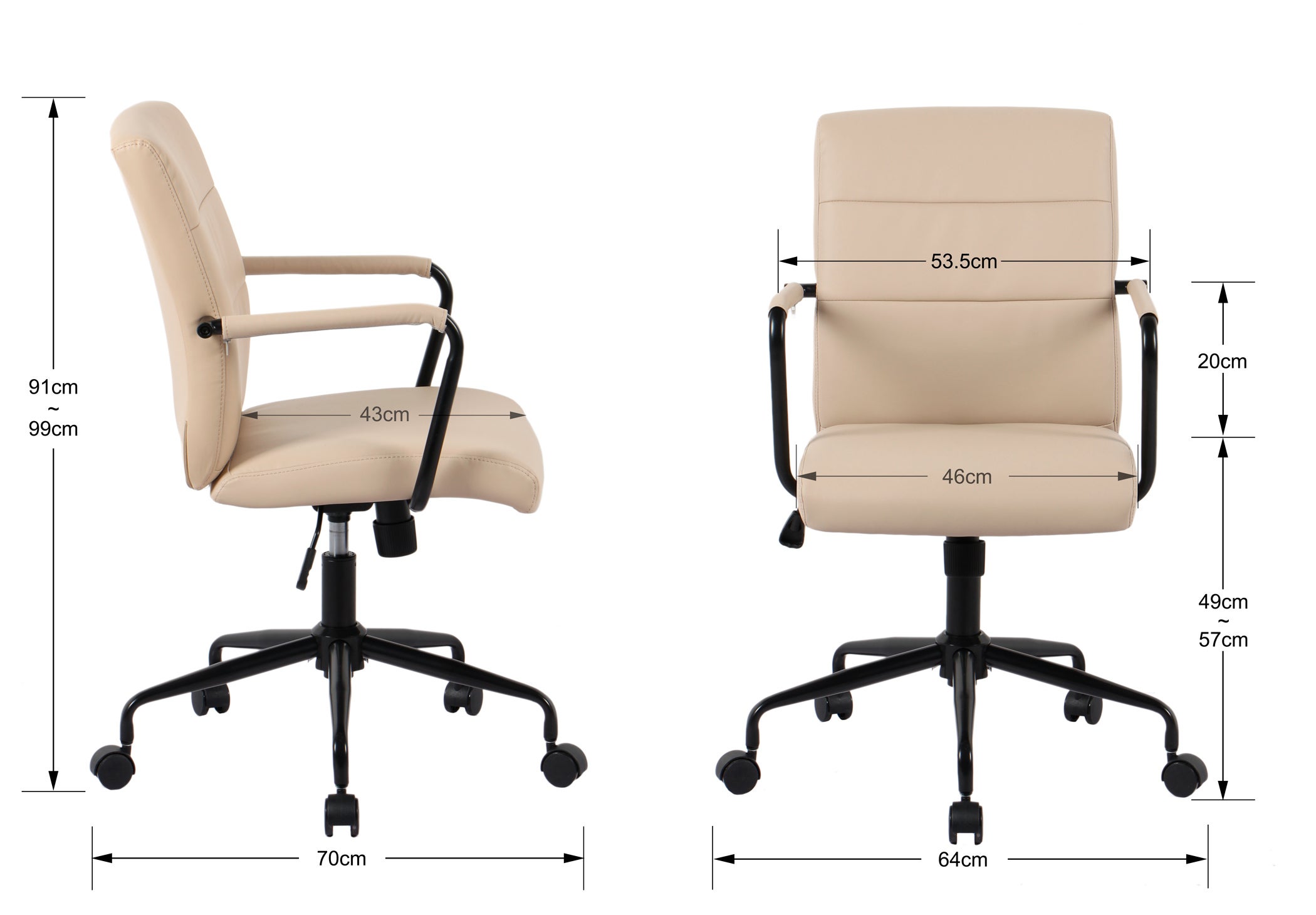 39F FURNITURE DREAM Chaise De Bureau Scandinave En Tissu Pivotant