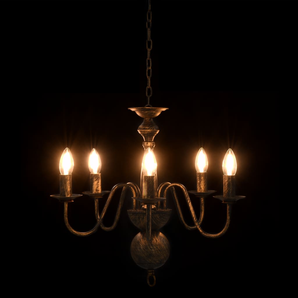 vidaXL Lustre Noir antique 5 ampoules E14 - 5