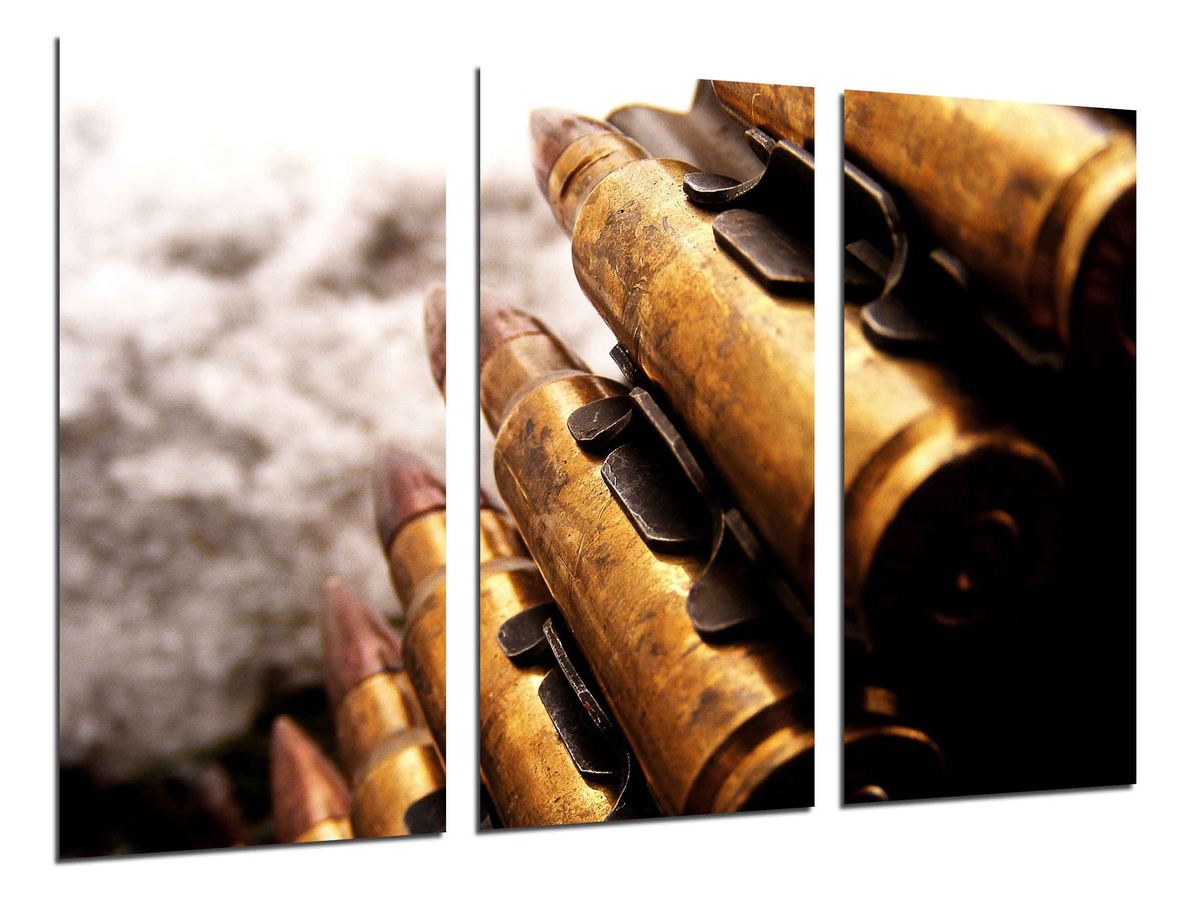 Cuadro Decorativo XXL De Armas Y Guerra - Tríptico De Madera De 97 X 62 Cm - Impresión Digital De Alta Calidad