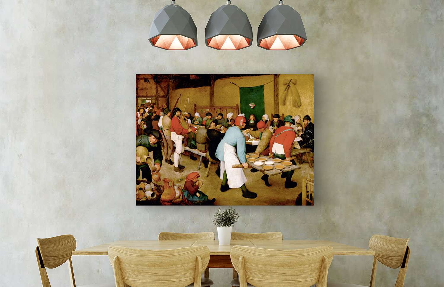 Peinture, impression sur toile - Pieter Bruegel l'Ancien, mariage paysan - 100x70 cm - 2