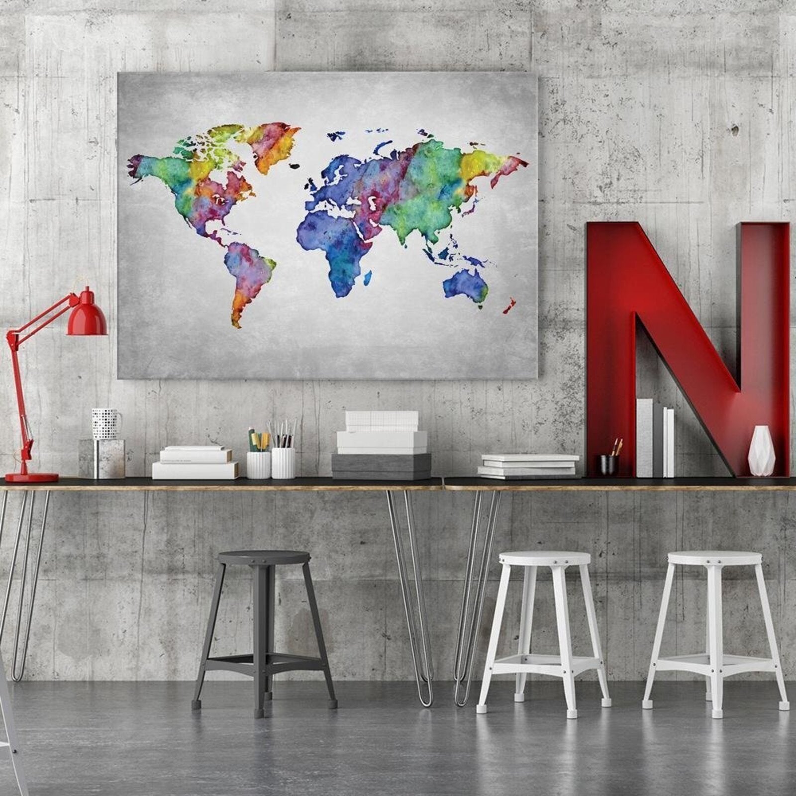 Tableau carte du monde - 60 x 40 cm - 3