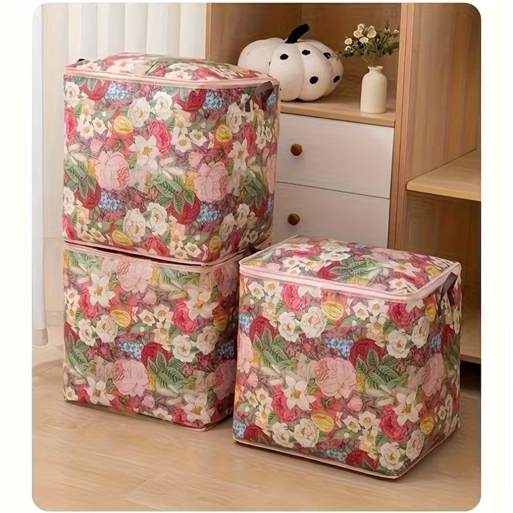 Borsa portaoggetti impermeabile di grandissima capacità, borsa intrecciata pieghevole, adatta per riporre vestiti e coperte in casa resistente viaggio - 3