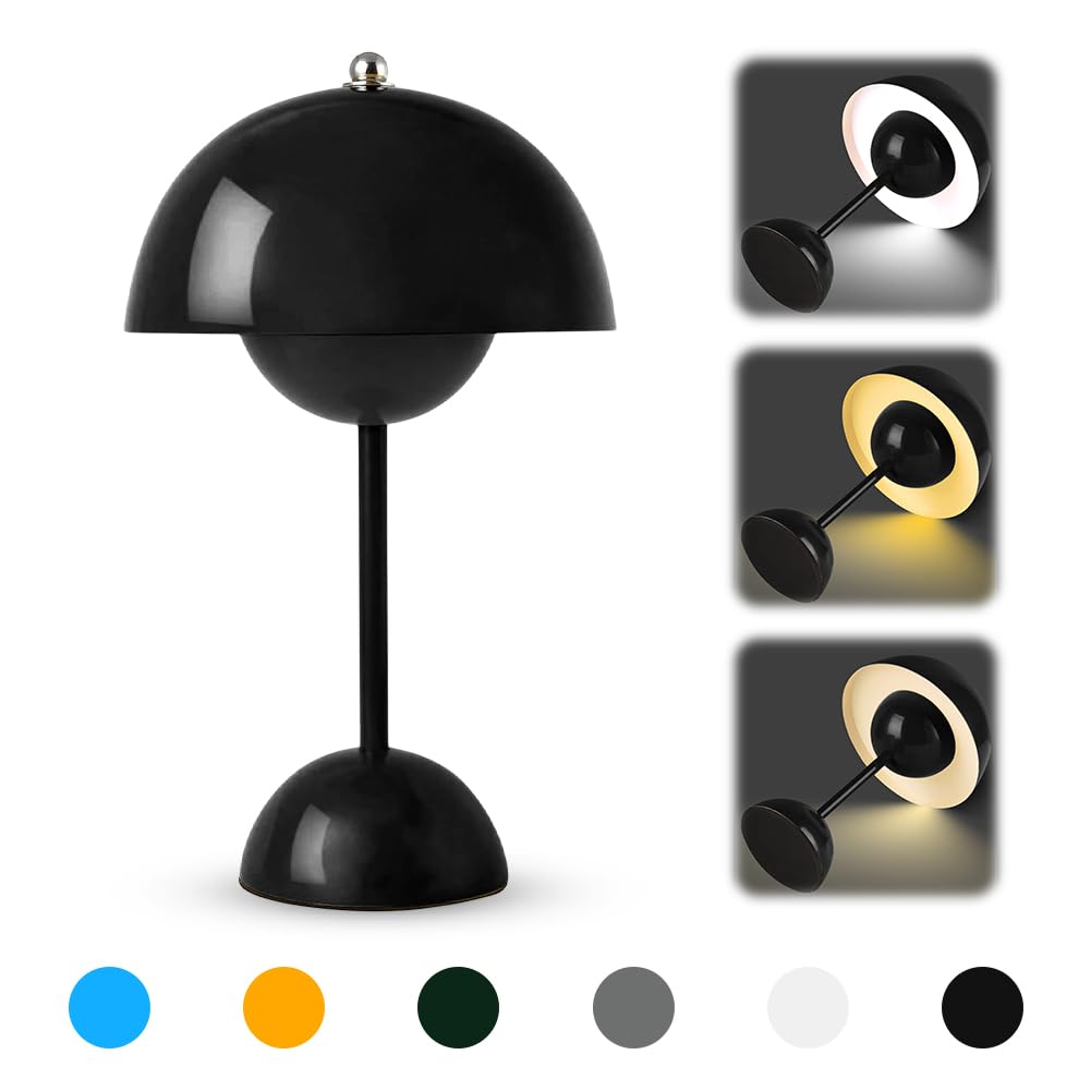Bezprzewodowa lampa stołowa LED - Lampka nocna w kształcie grzybka - Ściemniana dotykowa lampa stołowa z 3 trybami jasności - 3000 K - 6000 K