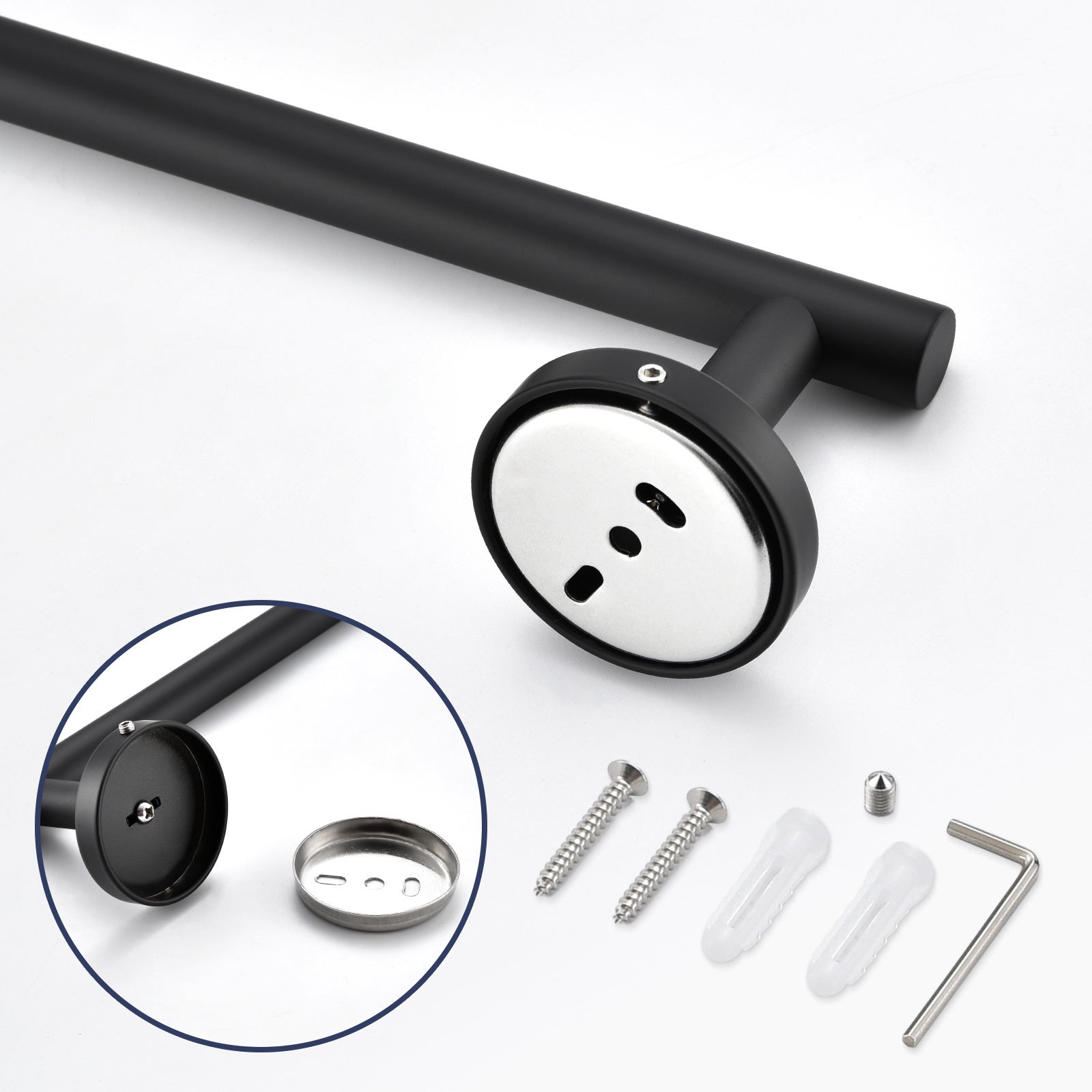 Porte-serviettes Multifonctionnel en Acier Inoxydable 304 Noir, Porte-serviettes Unipolaire Adapté pour Salle de Bain/Serviette Hygiénique/Cuisine - 6