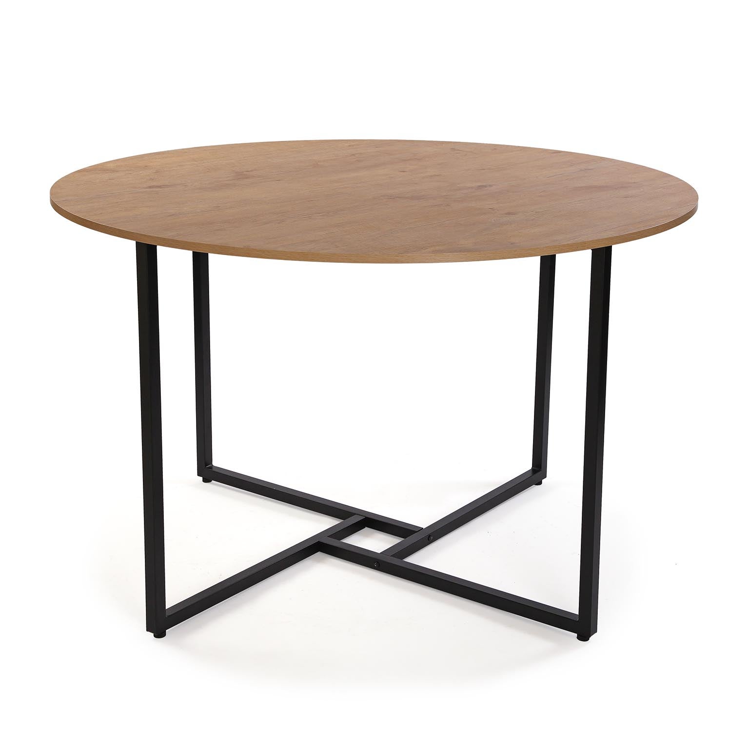 Versa Mesa De Comedor De Estilo Industrial, Medidas(Al X L X An) 76 X 120 X 120 Cm, Madera Mdf,Metal,Pvc, Color Marrón Pvc, Leroy Merlin