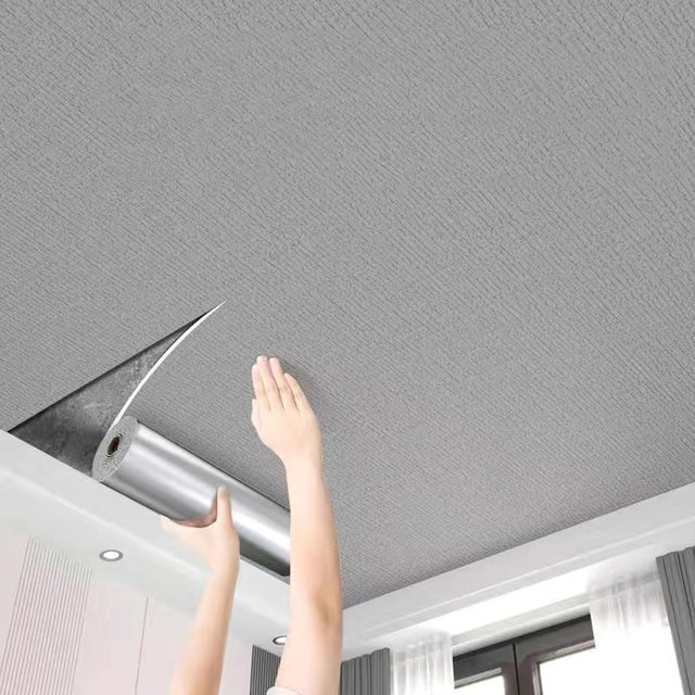 QWINERN 50 cm di larghezza*5 metri di lunghezza adesivo per soffitto, design rimovibile, adesivo per interni (grigio)