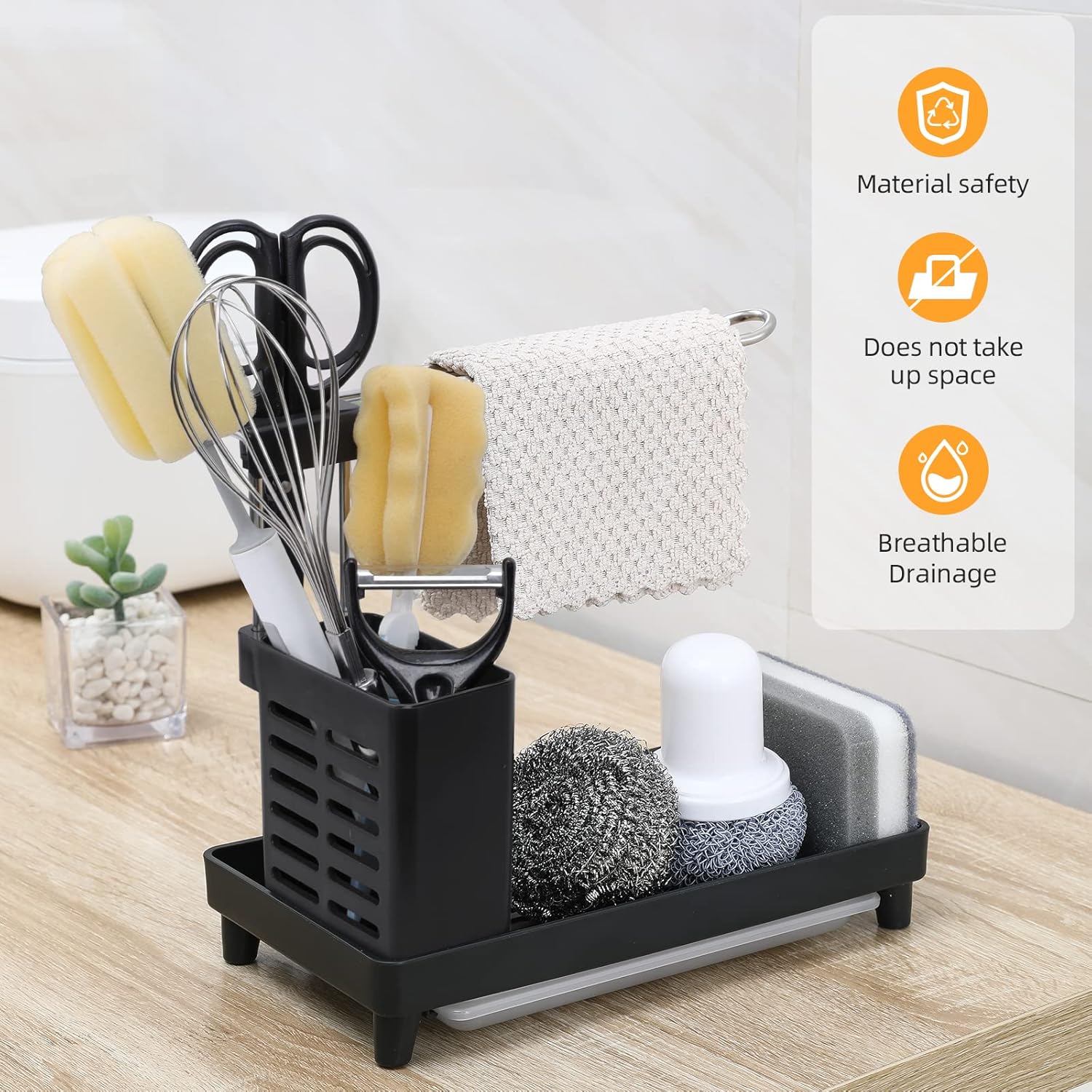 Contenitore e organizzazione della cucina, organizer per lavello in acciaio inox con vassoio autodrenante | Leroy Merlin