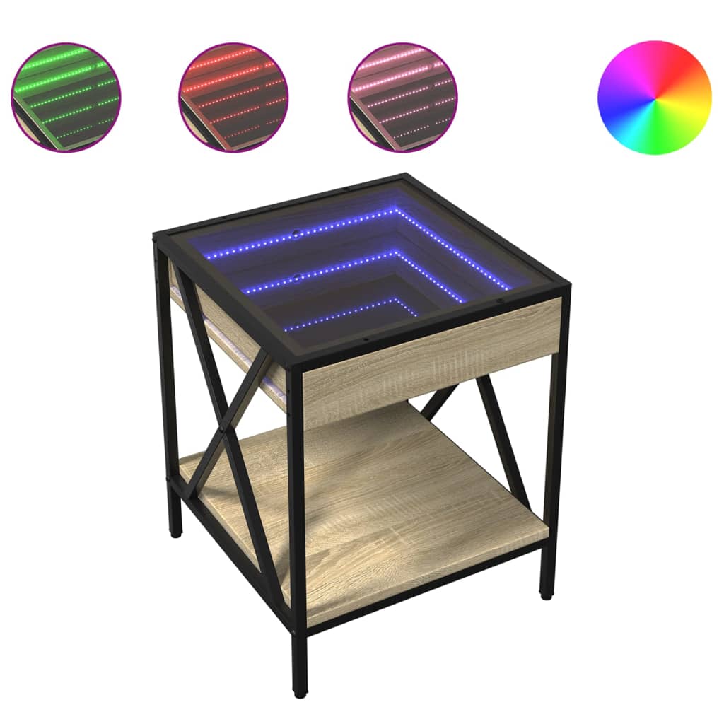 Table basse | Table d'appoint | Table de Salon avec LED Infinity chêne ...