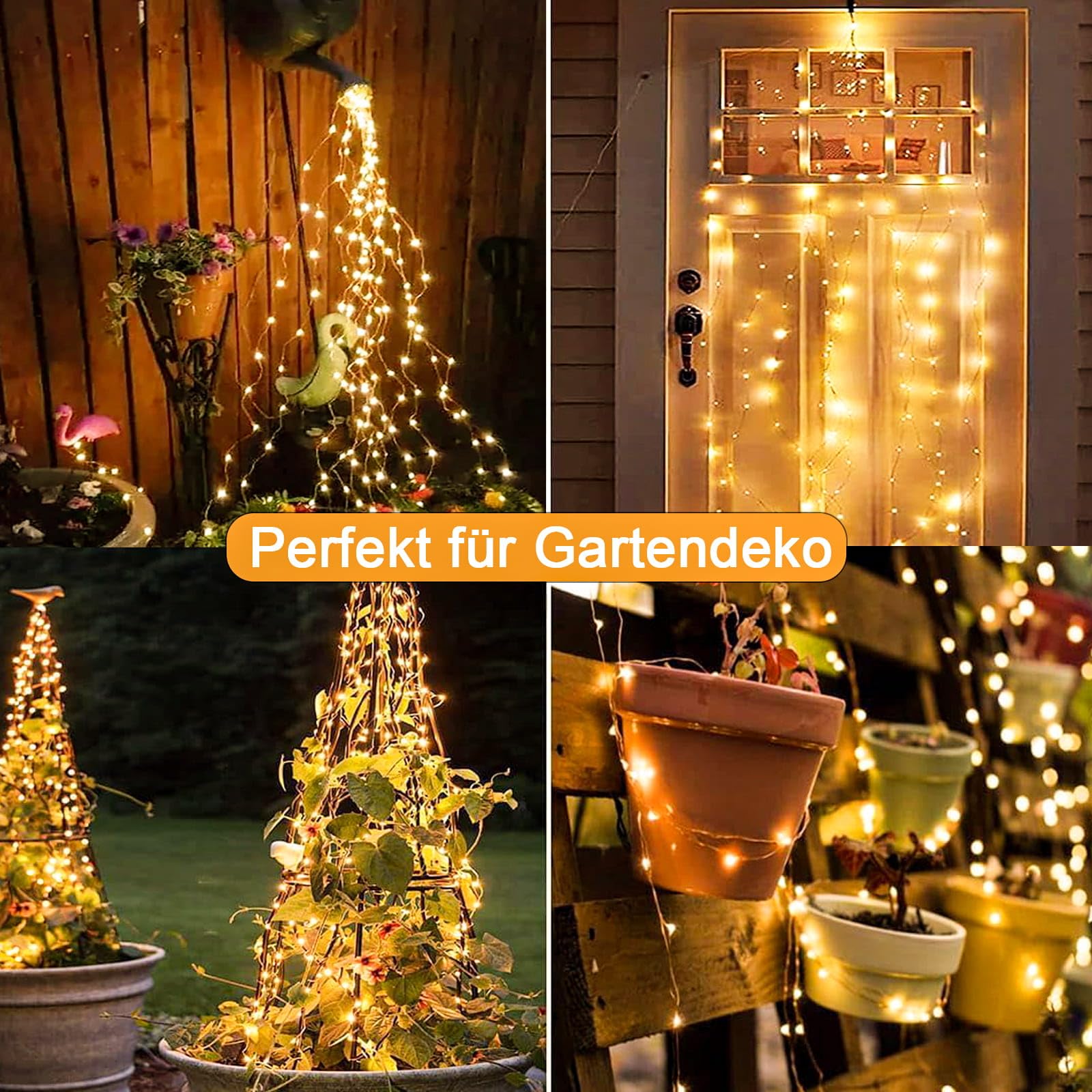 2 Strisce Luci Solari Da Esterno 200 LED 20m: 8 Modalità, Impermeabile IP65, Decorazione Giardino E Natale - 2