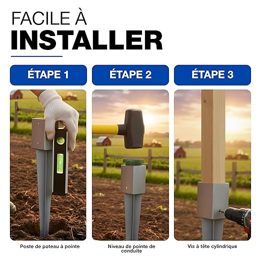 Ancrage au sol 96 x 96 x 750 mm galvanisé à chaud Lot de 4 douilles de fond d'impact, support de poteau de poteau de poteau de frappe GeZu Impex - 3