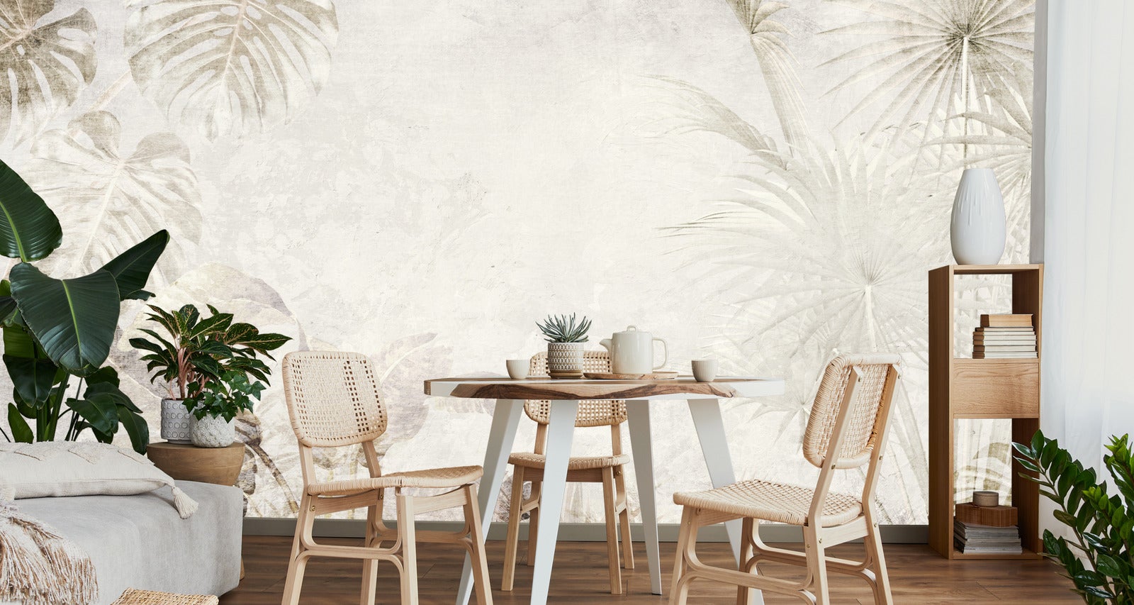 Papel Pintado Vlieseline Foto Para Habitación Hojas Tropicales Concreto 368cm x 254cm - 5