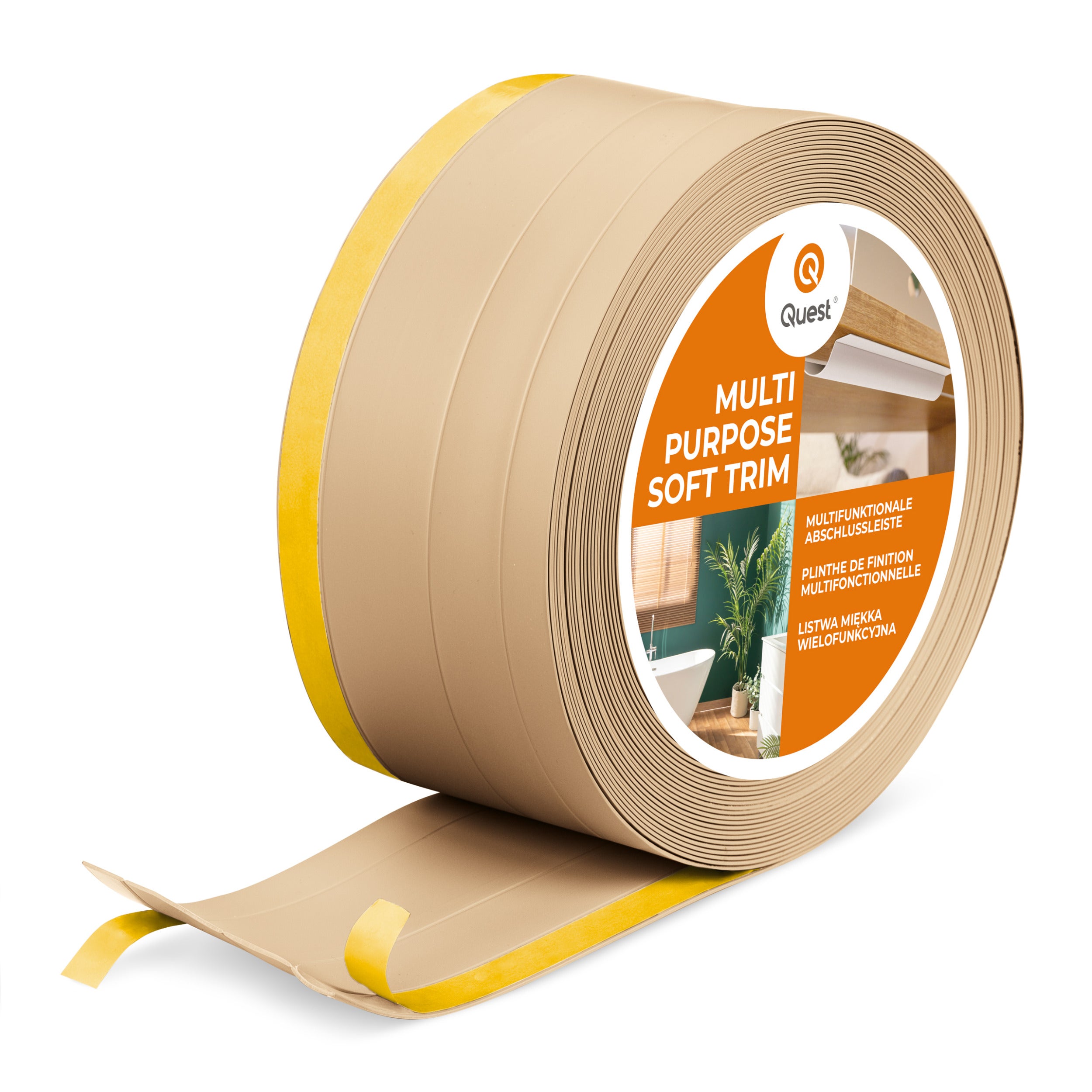Listwa wykończeniowa PVC 4w1 samoprzylepna 120 mm - elastyczna, uniwersalna - 25 m, piaskowa