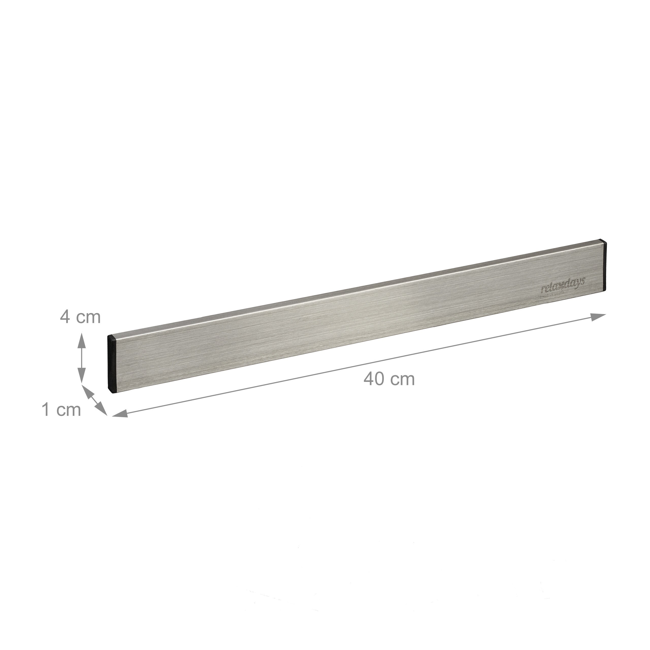 Imán Cuchillos Acero Inoxidable, Autoadhesivo, 40 cm de Largo, Barra Magnética Herramientas, Plateado/Negro, Relaxdays - 4